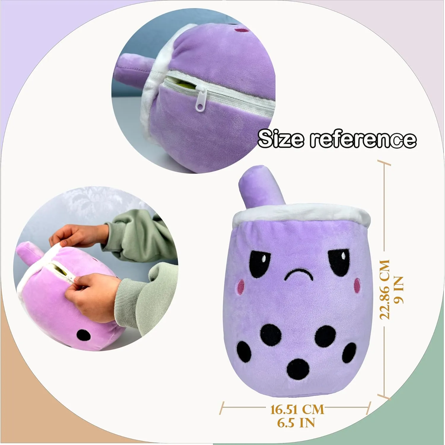 Gift for Chidren & Adults cloth punch cereal uniformity applicant undermine (Purple to Pistachio Green) Reversible Popping Bubble Milk Tea Plushie Pearls Tapioca Cute Soft Sensory Fidget Toy Best 
