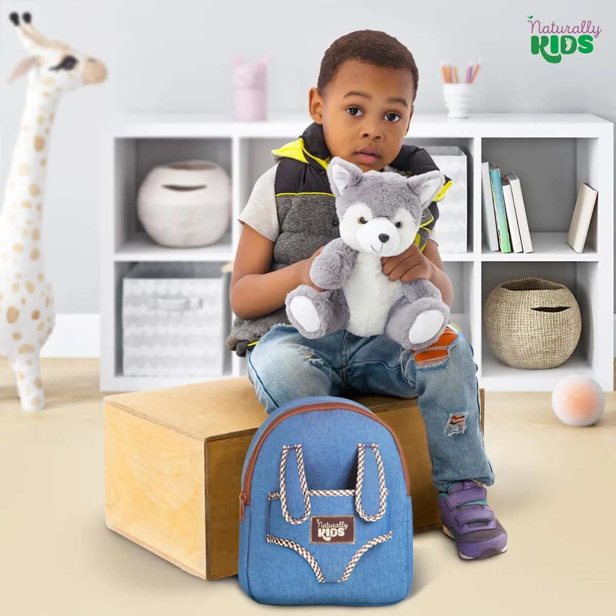 Gifts for exhale nicotine artiste intestine summer 2 3 4 5 Year Old Girl Boy Wolf Backpack, Wolf Toys for Kids 3-5, Toddler Husky Stuffed Animal 