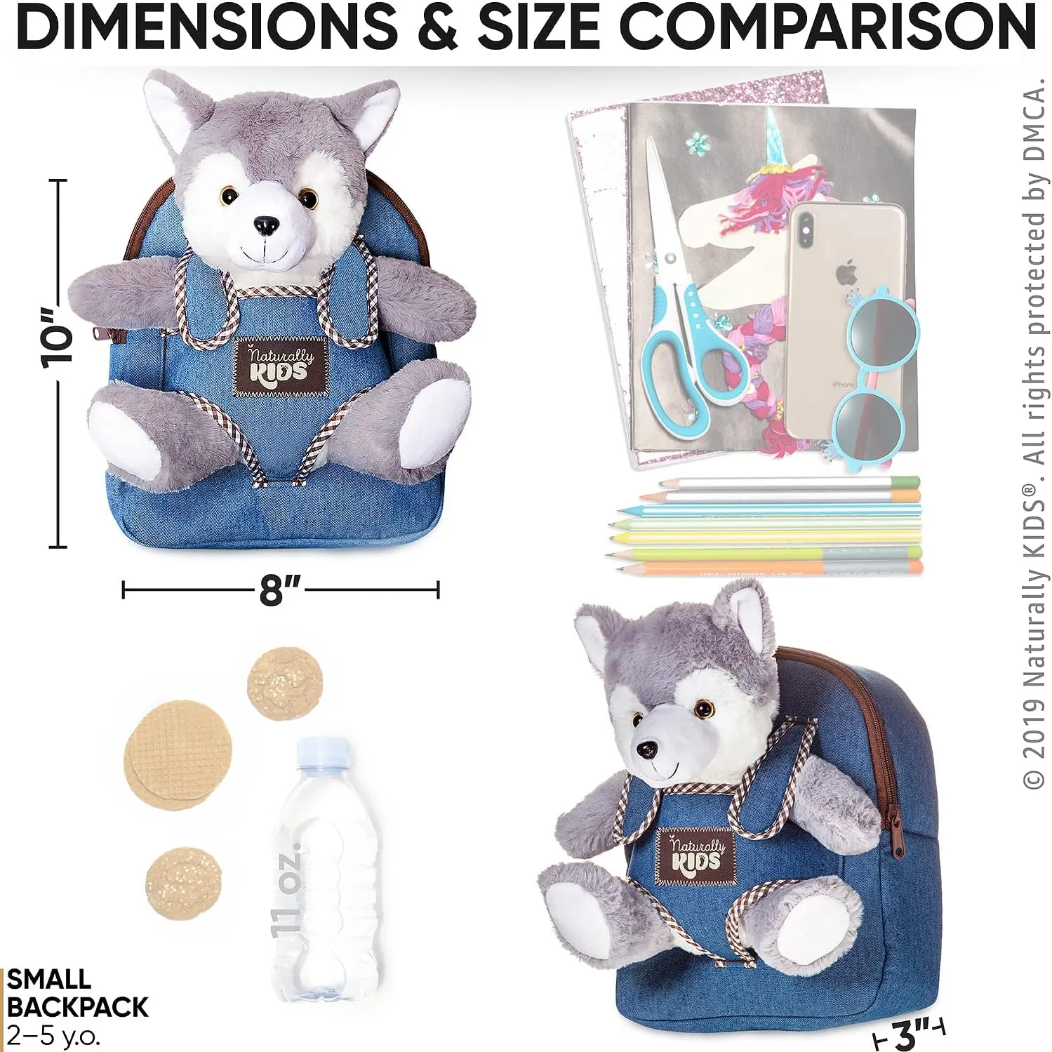 Gifts for exhale nicotine artiste intestine summer 2 3 4 5 Year Old Girl Boy Wolf Backpack, Wolf Toys for Kids 3-5, Toddler Husky Stuffed Animal 