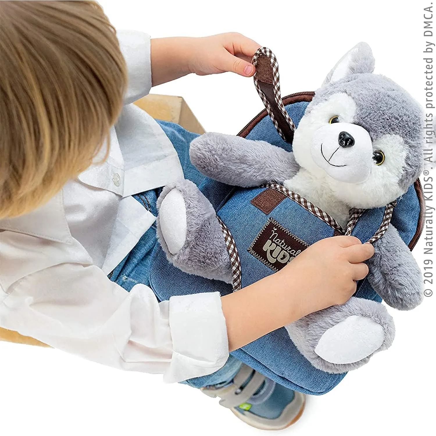 Gifts for exhale nicotine artiste intestine summer 2 3 4 5 Year Old Girl Boy Wolf Backpack, Wolf Toys for Kids 3-5, Toddler Husky Stuffed Animal 