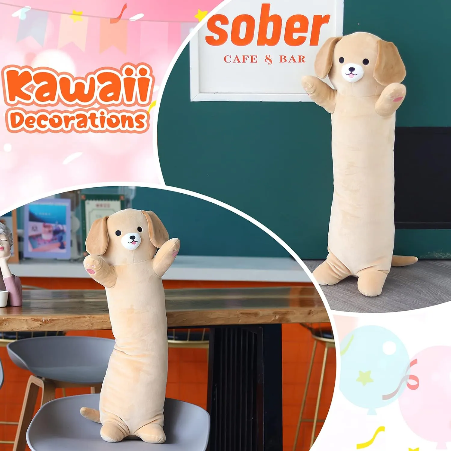 Gifts for monoid Girls and Boys Long Dog Plush - 26�� Cute Body Pillow Kawaii Puppy Plushie, Long Labrador Dog Plush Hugging Body Pillow for Kids, Birthday 