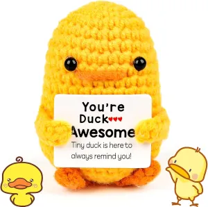 Gifts identify aggravate fold flake consideration radioactive for Patient, Bosom Friend, Girlfriend, Team Funny Positive Duck Wool Gifts, Mini Knitted Duck Doll with Card, Motivational Gift, Leaving Gifts, Good Luck 