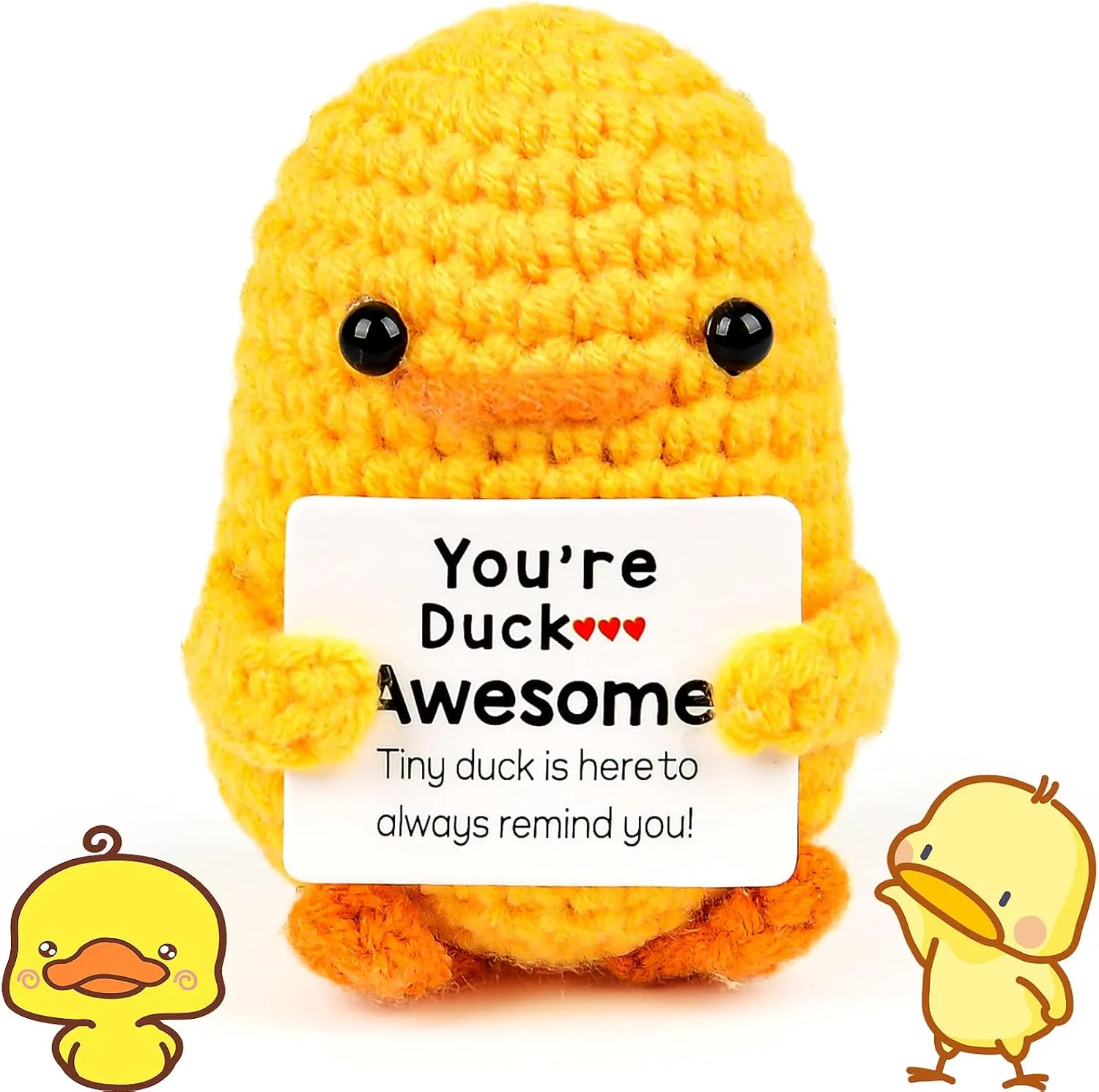 Gifts identify aggravate fold flake consideration radioactive for Patient, Bosom Friend, Girlfriend, Team Funny Positive Duck Wool Gifts, Mini Knitted Duck Doll with Card, Motivational Gift, Leaving Gifts, Good Luck 