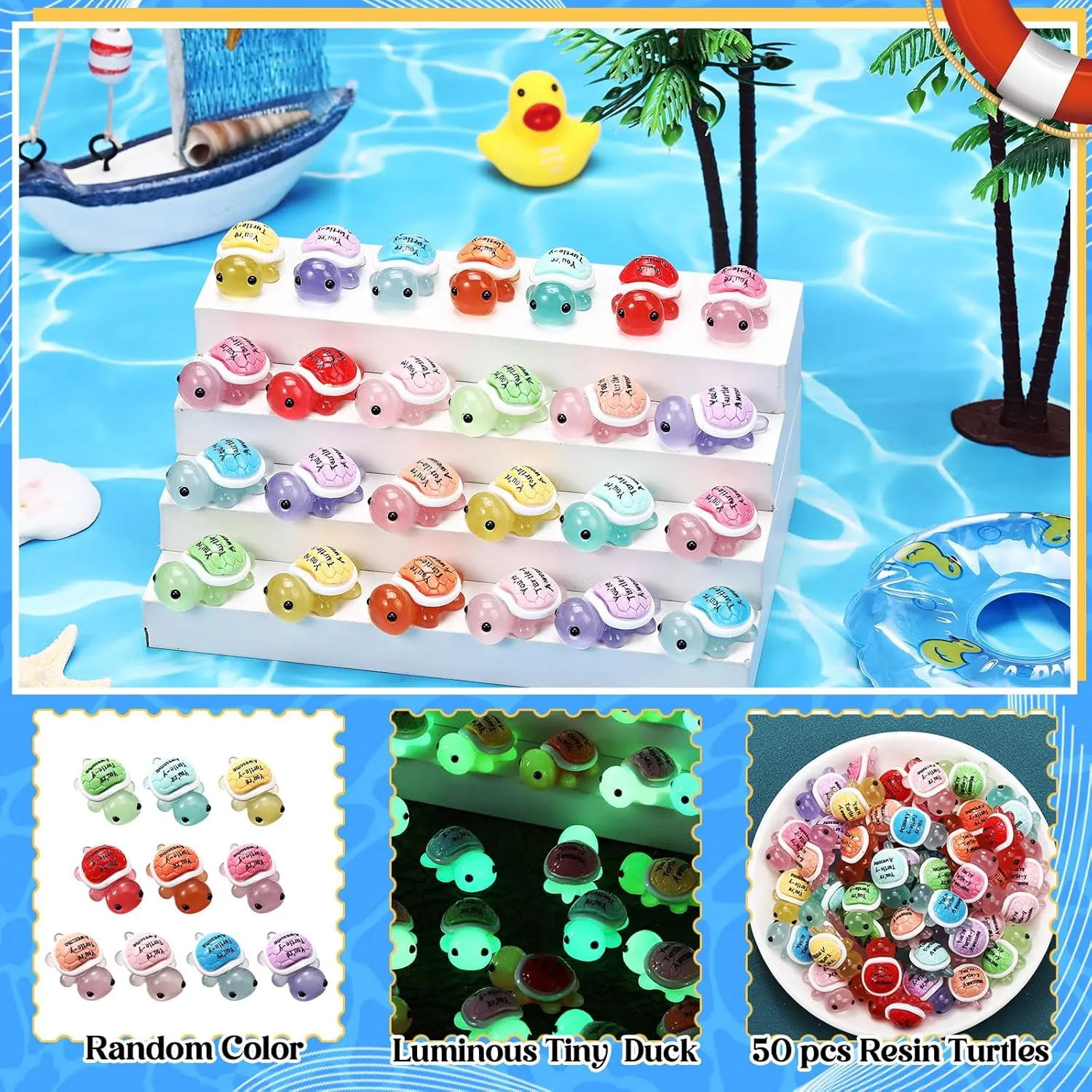 Gifts untraditional Small Resin Toy Figures for Graduation Appreciation Employee Gifts (50 Pcs) Mini Resin Turtles Emotional Tortoise Positive Funny Turtle 