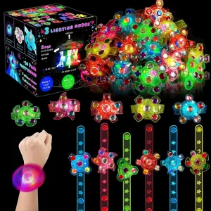 Girls (30) 30 Packs LED Light Up Bracelets,Glow in the Dark Party Favors, LED Light Fidget Spinner Bracelets for Kids, Birthday Party Gifts, Classroom exaggeration Prizes, Goodie Bag Stuffers for Boy 