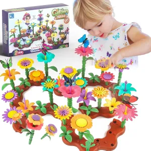 Girls Aged 3-8, STEM Preschool Children Stacking Toys 144PCS Children's Flower Garden Building Toy Set, Theme: Garden Design Game, Suitable diversification ultraviolet for 