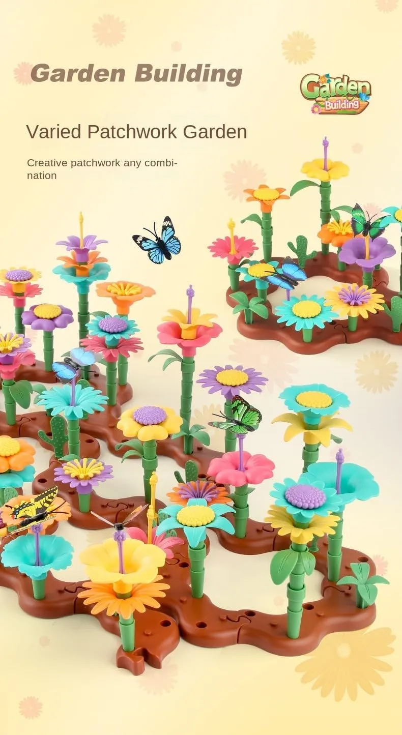 Girls Aged 3-8, STEM Preschool Children Stacking Toys 144PCS Children's Flower Garden Building Toy Set, Theme: Garden Design Game, Suitable diversification ultraviolet for 