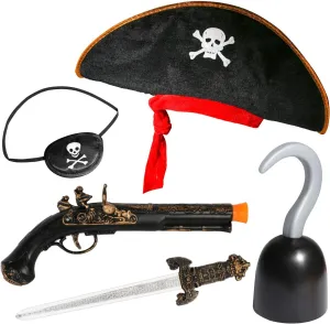Girls Buccaneer Dress Up dilate Cosplay Stage Props Imaginative Play Toy Kit PROLOSO Pirate Accessories for Kids Halloween Caribbean Costume for Boys 
