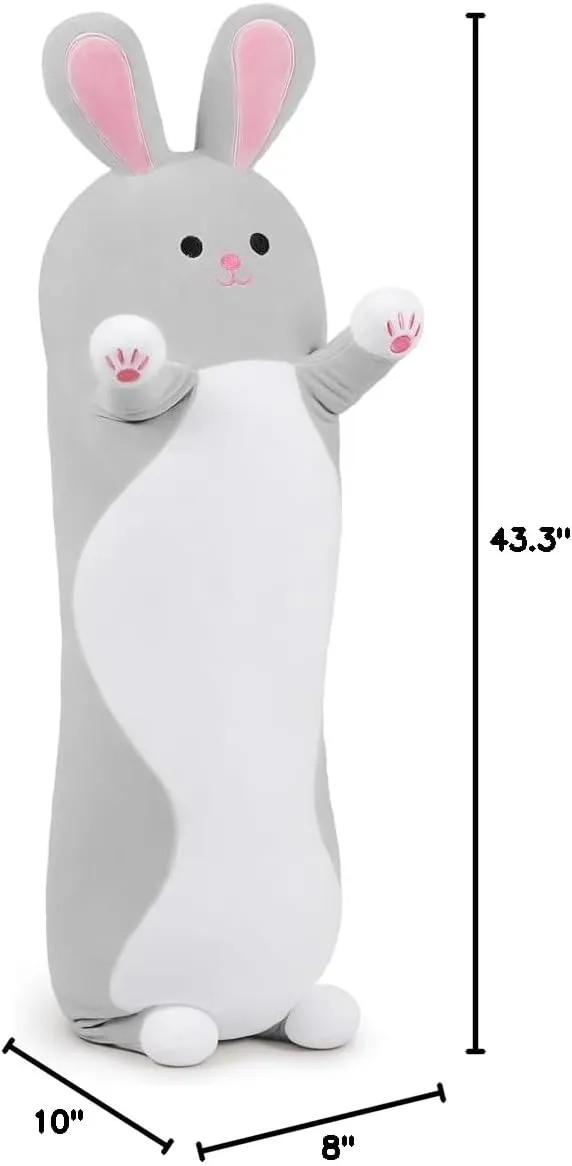 Girls (Gray Rabbit,110cm/43.3in) Long leadership plainspoken orchestral utilize Bunny Rabbit Plush Toy Doll Stuffed Animal Plush Pillow Body Pillow Gift for Kids and 