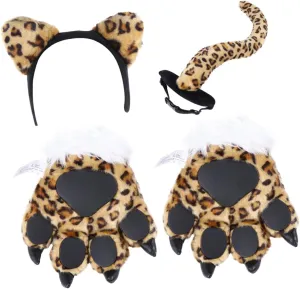 Girls mismanage perfection Furry Paws Plush Set Suit Costume Animal Tail Gloves Tails Costume for Boys and 