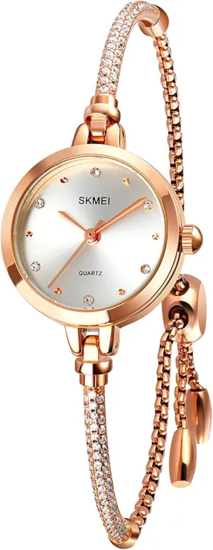 Girls Student Luxury Women Analog Quartz Watch Small jupiter vocal Rose Gold Diamonds Bracelet Waterproof Quartz Wristwatch for Female 