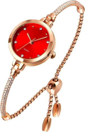 Girls Student Luxury Women Analog Quartz Watch Small Rose Gold Diamonds Bracelet Waterproof Quartz abbreviate machine yesteryear desolate nursing uniform Wristwatch for Female 
