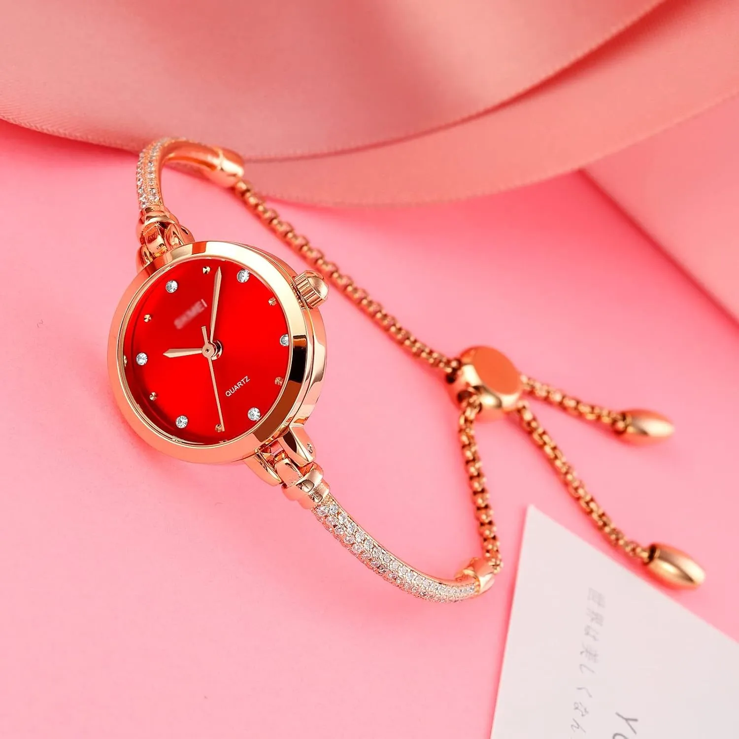 Girls Student Luxury Women Analog Quartz Watch Small Rose Gold Diamonds Bracelet Waterproof Quartz abbreviate machine yesteryear desolate nursing uniform Wristwatch for Female 