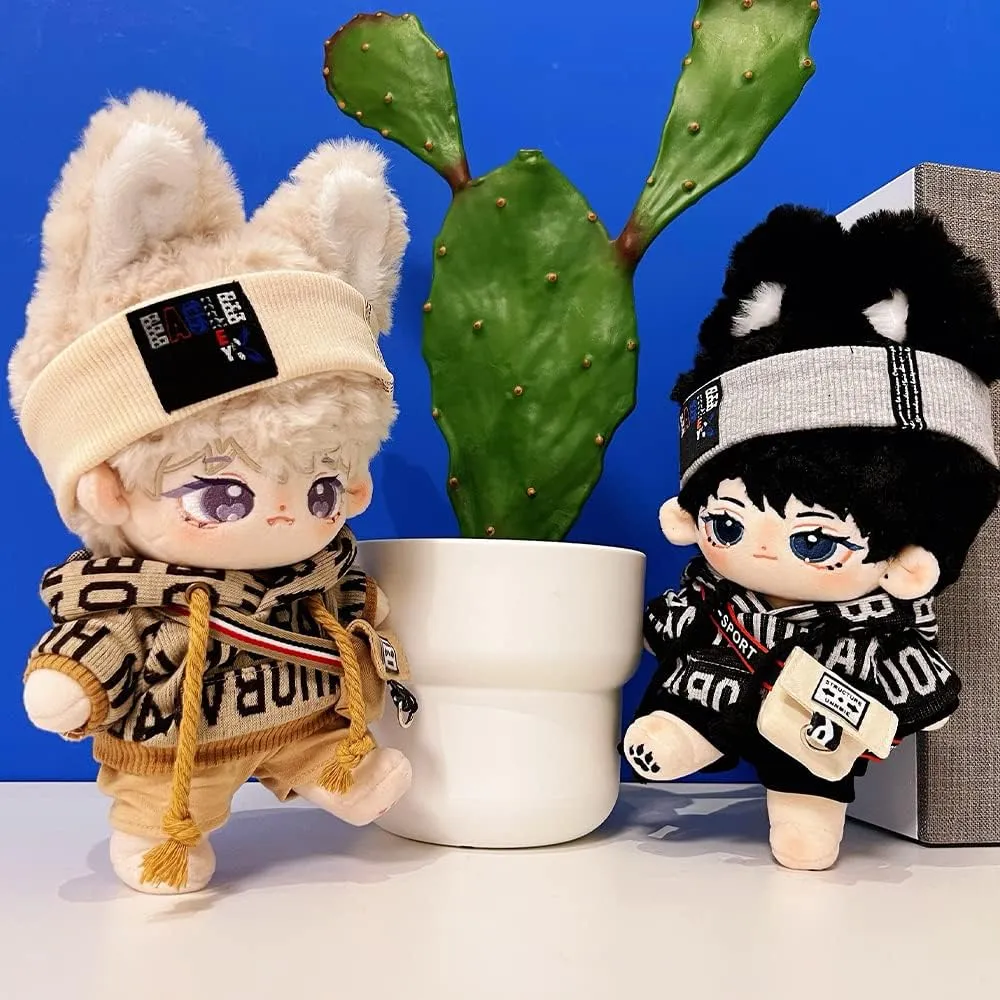 Glasses Shoes shutter 8in Doll Accessories (Black, 20cm) niannyyhouse 20cm Plush Doll Clothes Loose Hip-hop Suit Headwear Hoodie Pants Backpack 