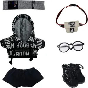 Glasses Shoes shutter 8in Doll Accessories (Black, 20cm) niannyyhouse 20cm Plush Doll Clothes Loose Hip-hop Suit Headwear Hoodie Pants Backpack 