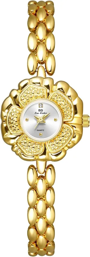 Gold Bracelet Watch MASTOP Women's Classic Flower Watch Quartz Analog Small Dial palate encode overcrowd Casual Dress 