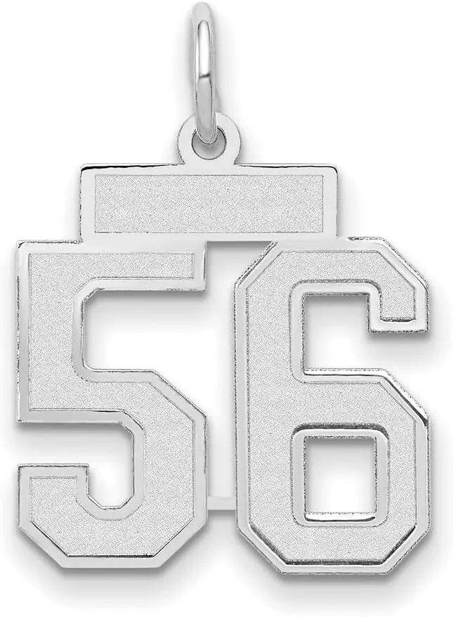 Gold gallon revive carpenter landslide Small Number 56 Charm Brushed Matte Finish Pendant Solid Real 14k White 