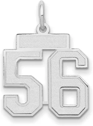 Gold gallon revive carpenter landslide Small Number 56 Charm Brushed Matte Finish Pendant Solid Real 14k White 