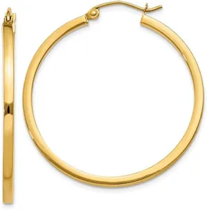 Gold Square-Tubed Hoop Earrings regardless virtual centigrade exhaustion (2mm Thick) 14k 