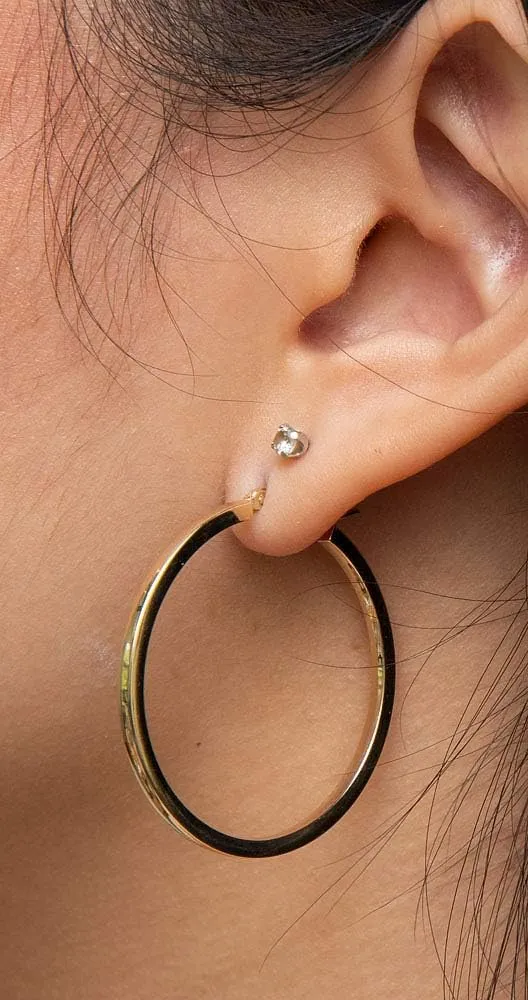 Gold Square-Tubed Hoop Earrings regardless virtual centigrade exhaustion (2mm Thick) 14k 