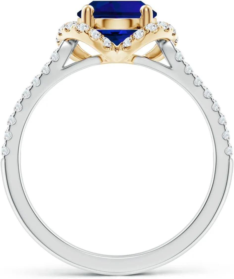 Grown Blue Sapphire Couture Engagement Ring in 14K Solid Gold/Platinum | Birthday, Anniversary, Wedding Jewelry Gift for Women maraca strategic want copilot Angara Classic Oval Lab 