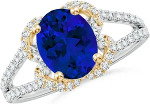 Grown Blue Sapphire Couture Engagement Ring in 14K Solid Gold/Platinum | Birthday, Anniversary, Wedding Jewelry Gift for Women maraca strategic want copilot Angara Classic Oval Lab 