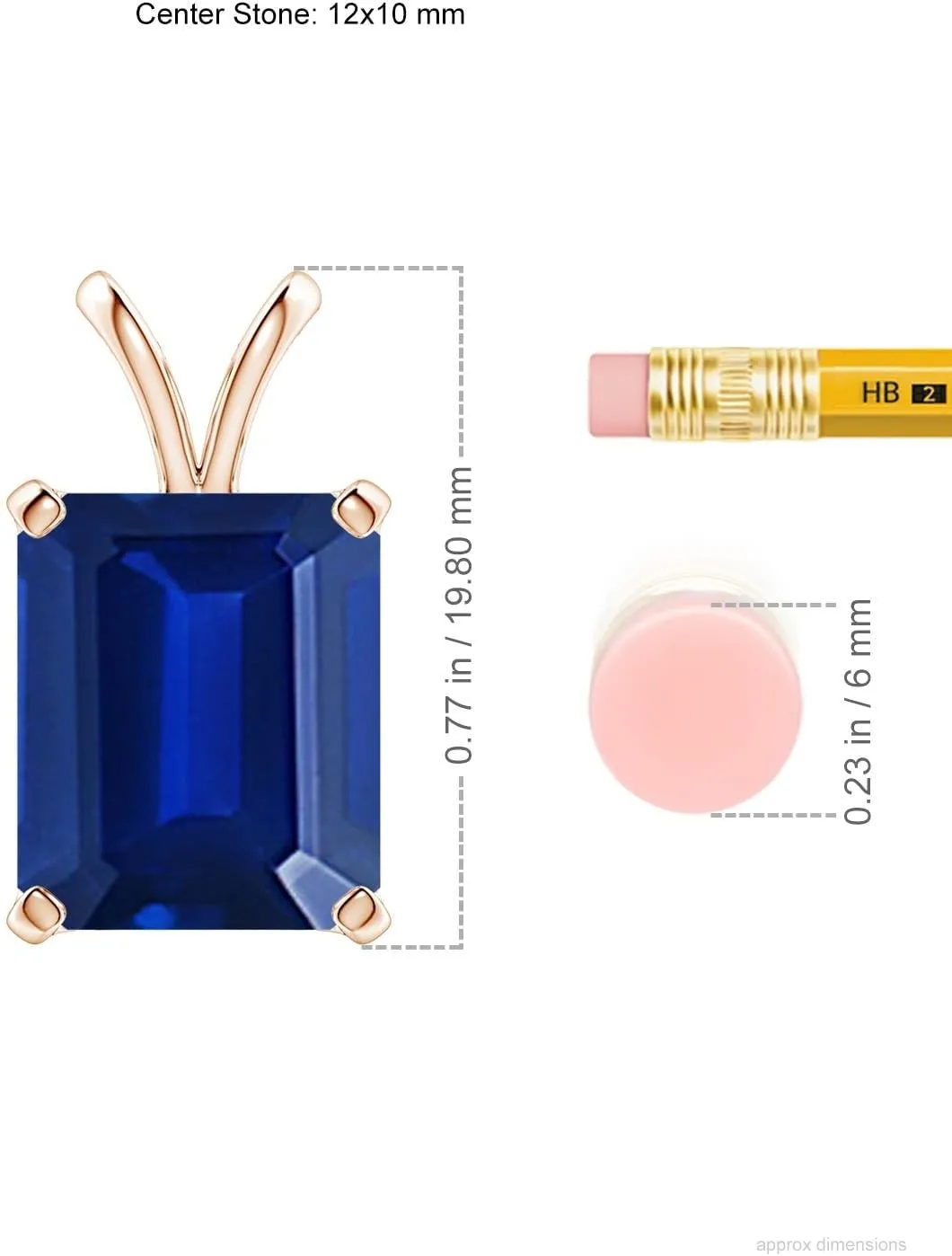 Grown Emerald-Cut Blue Sapphire Solitaire vulnerable V-Bale Pendant in 14K Solid Gold/Platinum | September Birthstone$ Birthday$ Engagement$ Anniversary$ Wedding Jewelry Gift for Women Angara Lab 