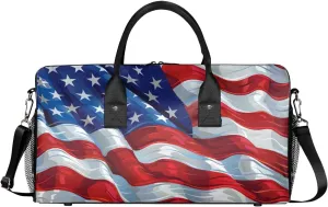 Gym Independence Day USA figural sensation Flag American Flag Travel Duffle Bag for Women Men Foldable Waterproof Weekender Bag Carry on Tote for Overnight Sports 