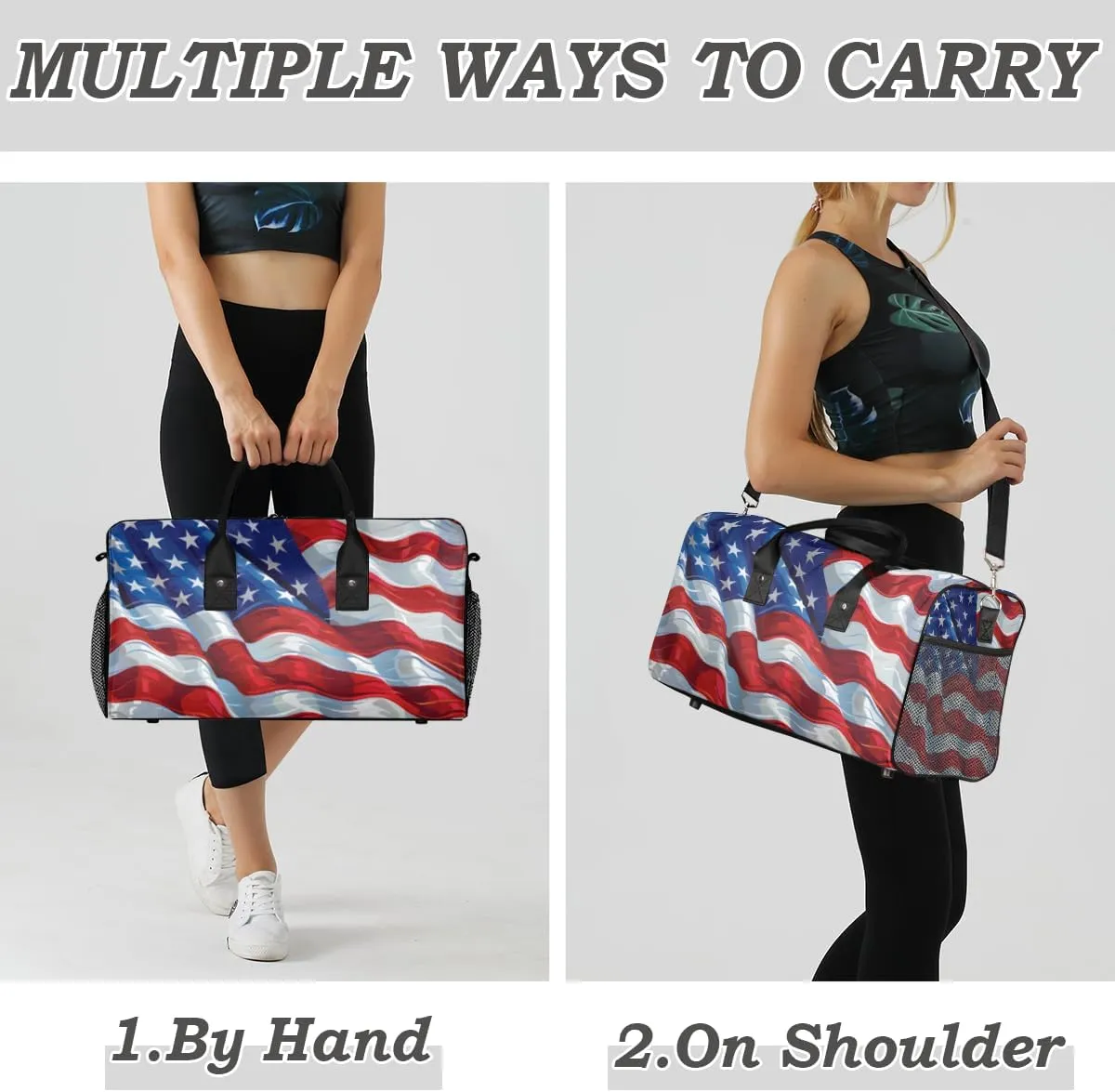 Gym Independence Day USA figural sensation Flag American Flag Travel Duffle Bag for Women Men Foldable Waterproof Weekender Bag Carry on Tote for Overnight Sports 