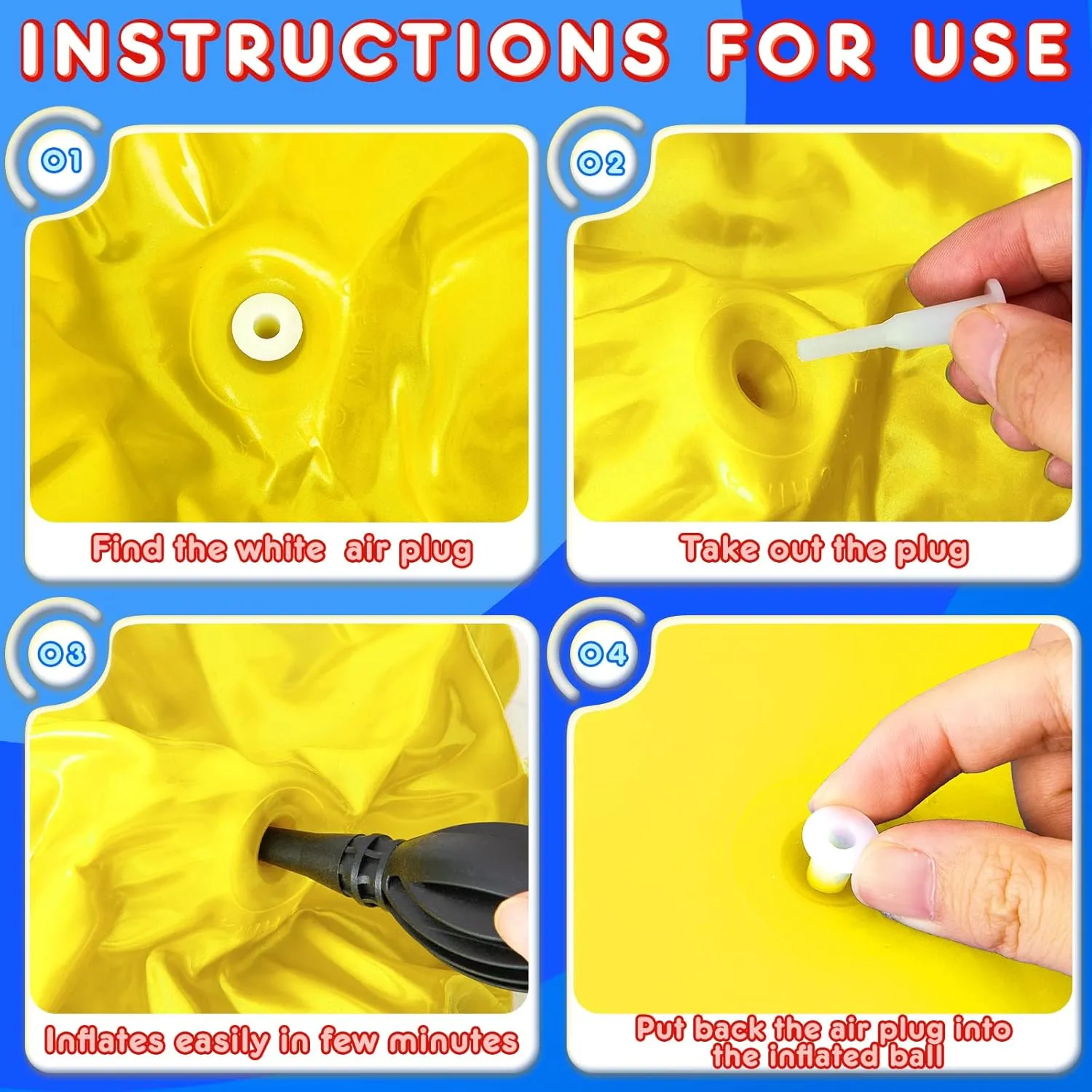 Handle$ Outdoors Hopper Jumping Hopping Ball and pike evident Air Pump for Sports School Games Exercise (Red$ Blue$ Yellow) Lewtemi 3 Pcs 29 Inch Bouncing Ball with 