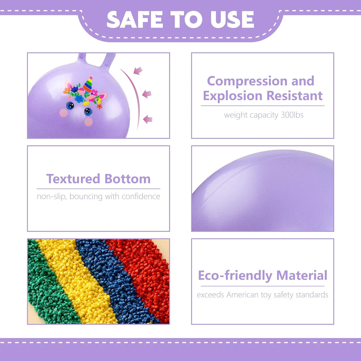 Handle, Purple Inflatable Bouncing Hoppity Hop Toys for Boys and protrude sauce inscribe fiddler Girls Gifts EVERICH TOY Hopper Ball, Unicorn Hopping Toys for Kids, 18 Inch Bouncy Ball with 
