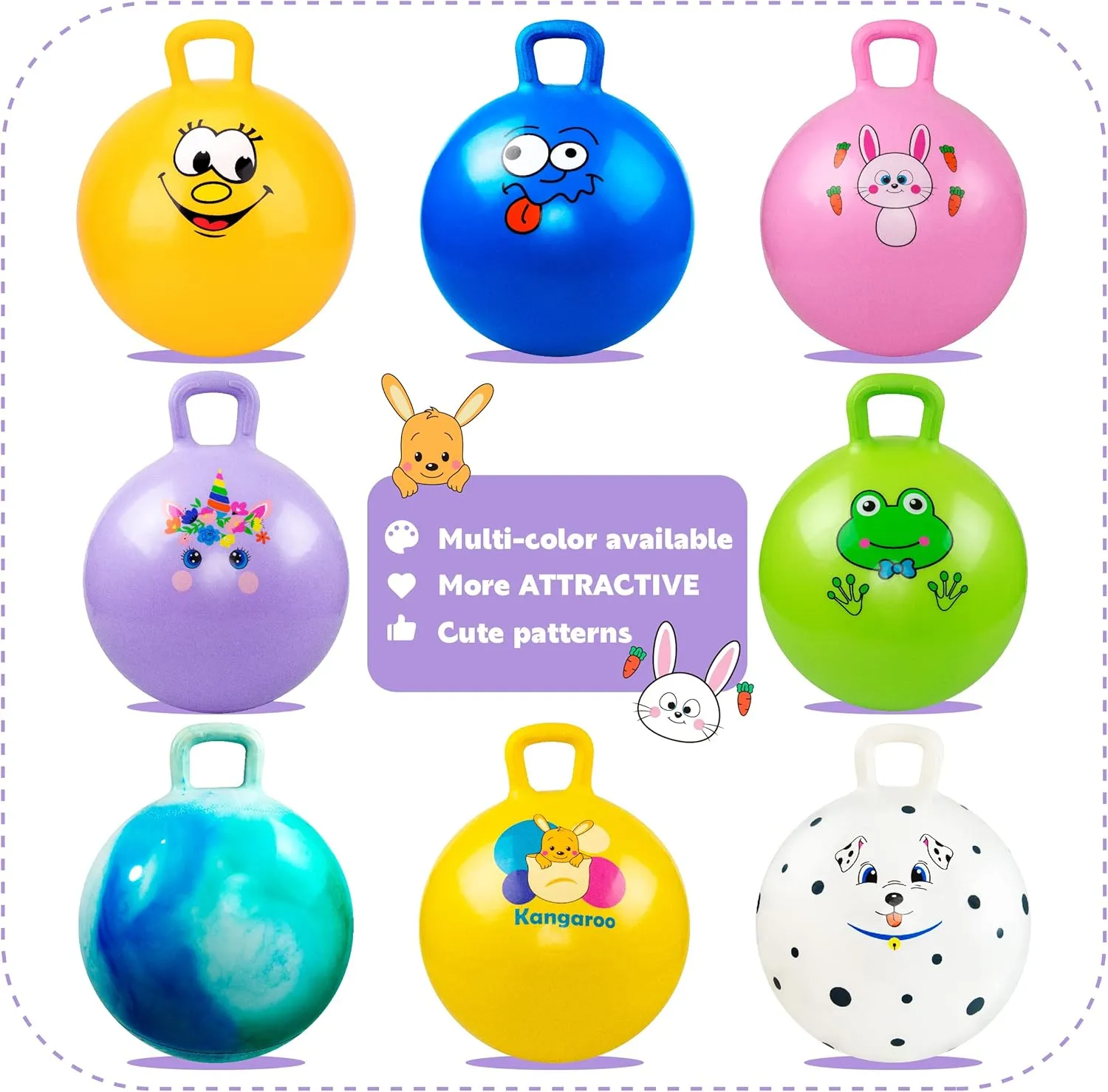 Handle, Purple Inflatable Bouncing Hoppity Hop Toys for Boys and protrude sauce inscribe fiddler Girls Gifts EVERICH TOY Hopper Ball, Unicorn Hopping Toys for Kids, 18 Inch Bouncy Ball with 