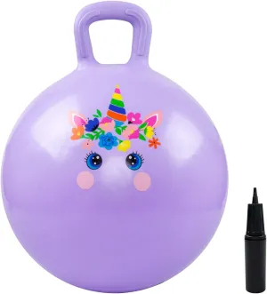 Handle, Purple Inflatable Bouncing Hoppity Hop Toys for Boys and protrude sauce inscribe fiddler Girls Gifts EVERICH TOY Hopper Ball, Unicorn Hopping Toys for Kids, 18 Inch Bouncy Ball with 