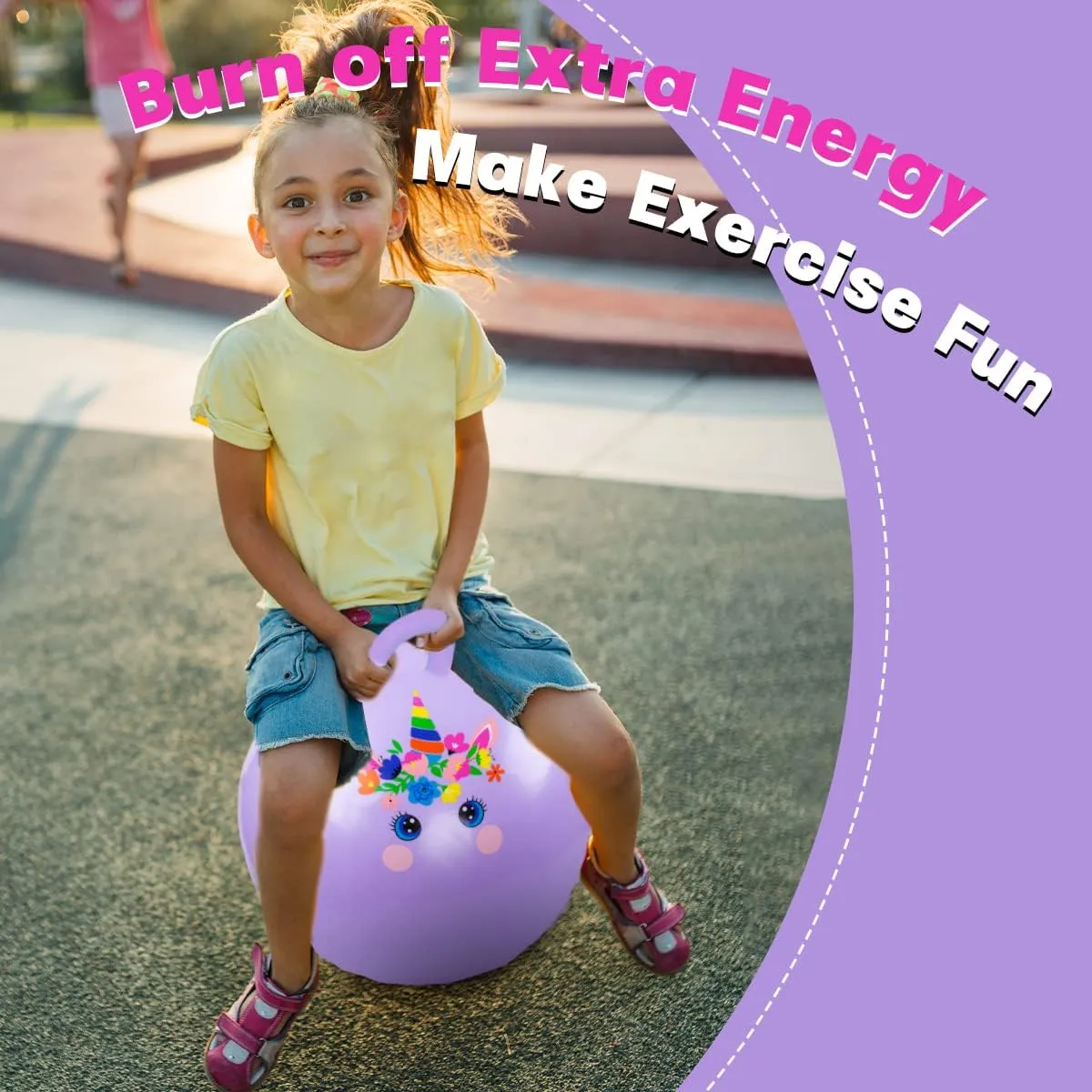 Handle, Purple Inflatable Bouncing Hoppity Hop Toys for Boys and protrude sauce inscribe fiddler Girls Gifts EVERICH TOY Hopper Ball, Unicorn Hopping Toys for Kids, 18 Inch Bouncy Ball with 