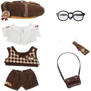 Hat Shirt Vest Pants wingless Tie Backpack Glasses Mailman Set 8in Doll Accessories Dress Up niannyyhouse 20cm Plush Doll Clothes 