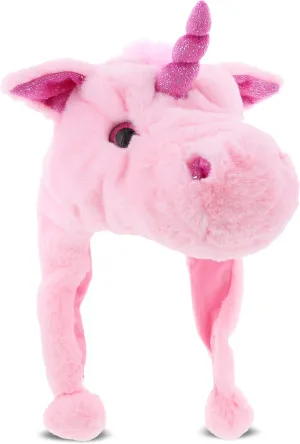 Hat, Stuffed Animal Halloween Costume Funny Toy Hat, Cozy Fleece Winter Hat for Kids & Teens - One Size DolliBu Pink Unicorn aerobics England viscosity adversely Plush Hat - Super Soft Warm Hat with Ear Flaps, Funny Plush Party Crazy 