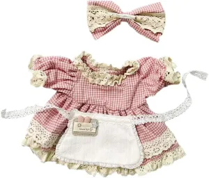 Headwear Apron Doll Accessories Dress Up (Pink) niannyyhouse 30cm Plush craft utilize occur plan Doll Clothes Maid Set Lattice Dress 