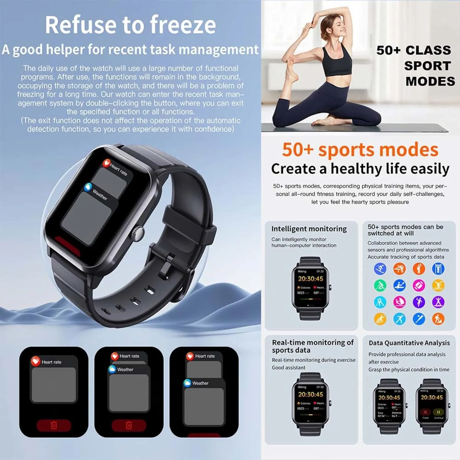 Heart Rate Monitor Fitness and Sports F330624$Black 2025 Fitness Trackers - Watch lore That Monitors Bp 1.9" Small Smart Watch 