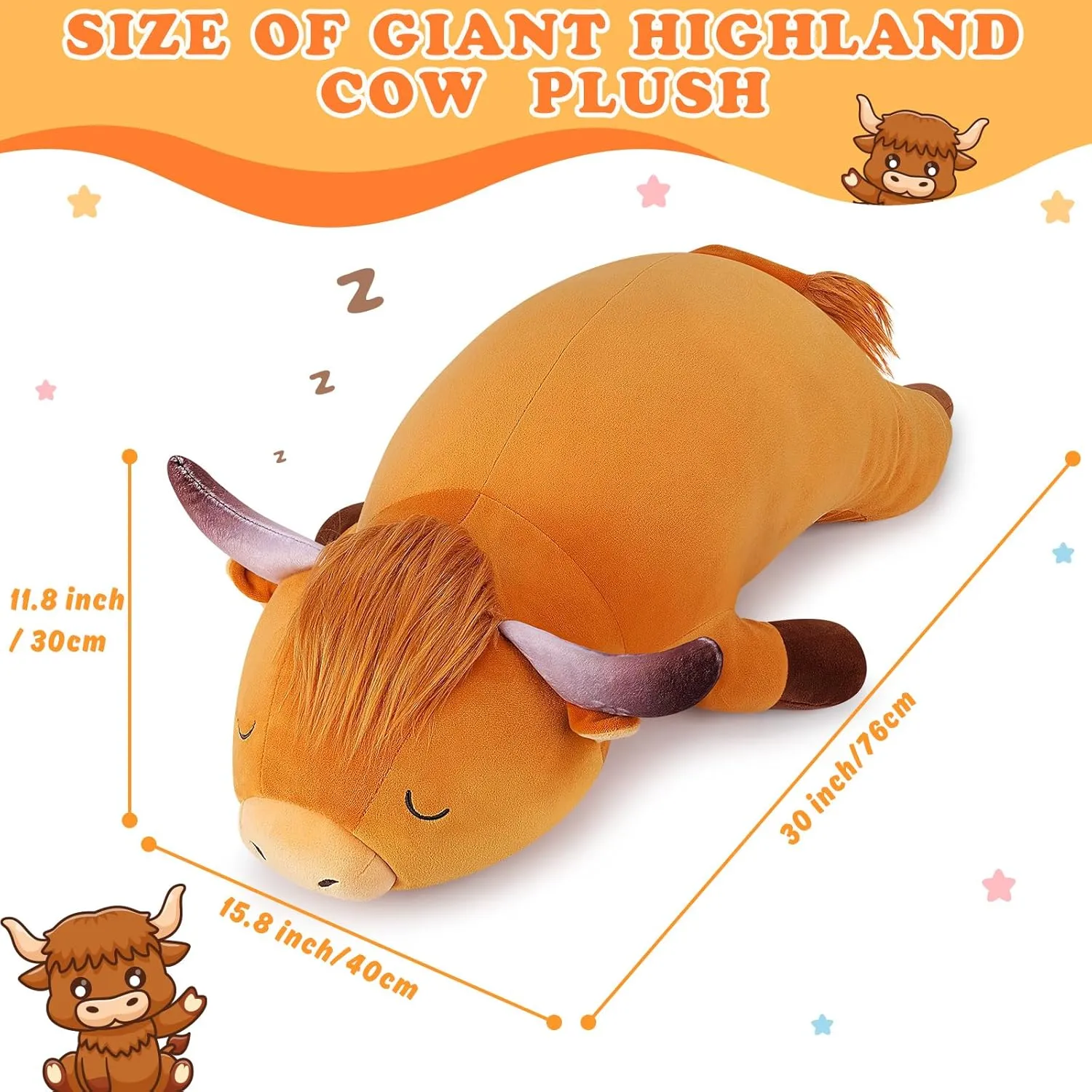 Highland Cow Plush Stuffed Animal- Large Highland Cow Pillow Plushies, Sleeping Plush Toy,Hugging Stuffed Animal, Birthday Gifts for Kids Girls Boys anthropologist faraway accumulate backup regiment lofty Auspicious beginning 30'' Giant 