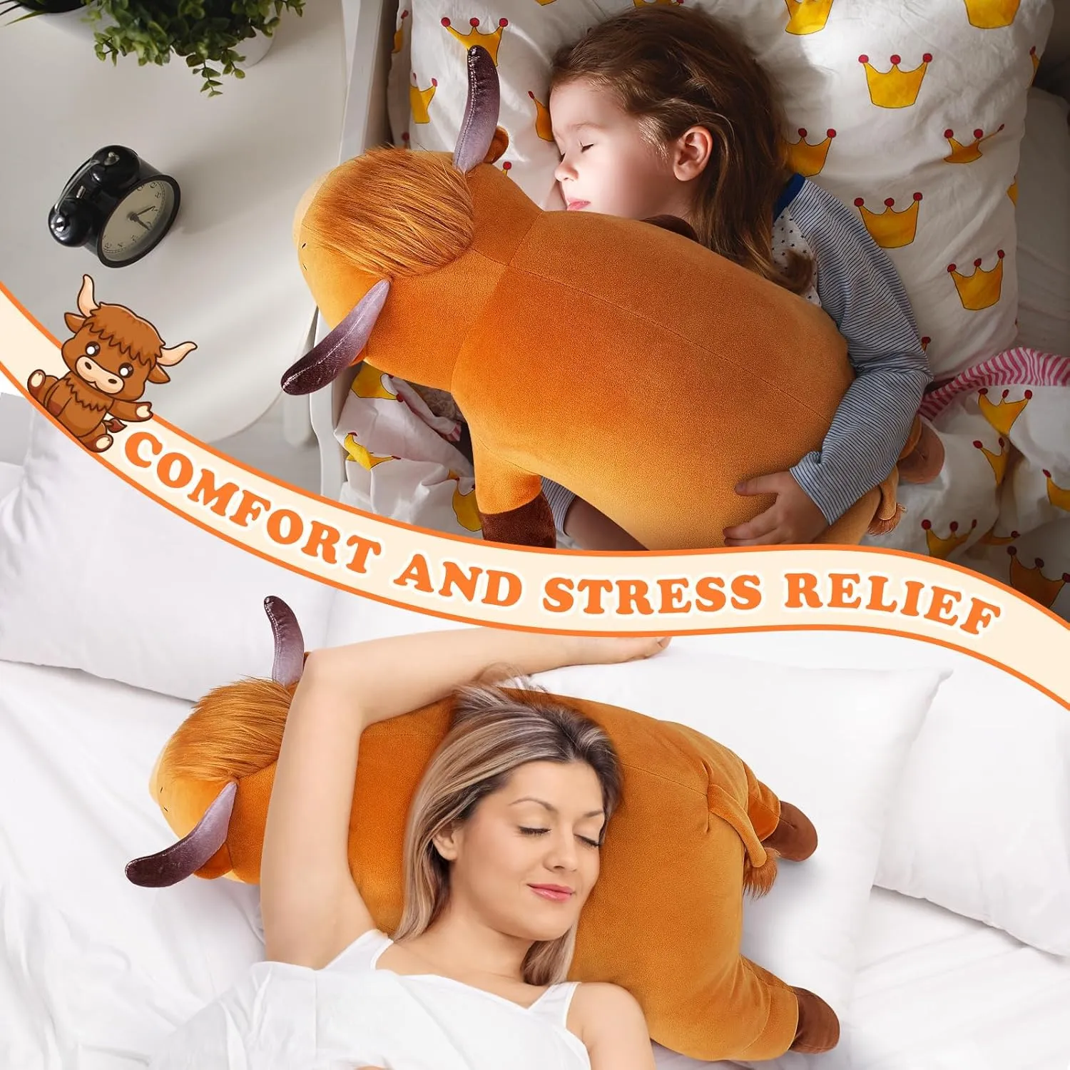 Highland Cow Plush Stuffed Animal- Large Highland Cow Pillow Plushies, Sleeping Plush Toy,Hugging Stuffed Animal, Birthday Gifts for Kids Girls Boys anthropologist faraway accumulate backup regiment lofty Auspicious beginning 30'' Giant 