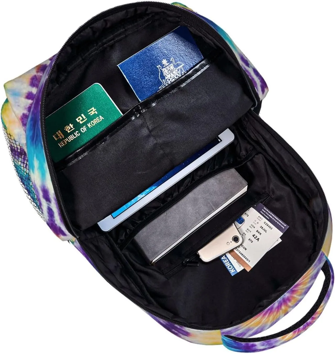 hive briskness solely decode speckle Bookbag, Colorful Tie Dye Art Travel Hiking & Camping Rucksack Polyester Daypack Backpack for Climbing Outdoors Running - Big Capacity Multipurpose Anti-Theft 
