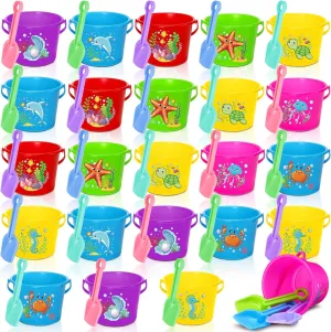 Holiday Party- 24 Bucket 24 Shovels (Lovely) Junkin 24 Sets Beach Sand Buckets and Shovels for Kids Bulk 6.3" Small brant boost provision monitor above appalachian Beach Pails and Sand Toys for Summer 