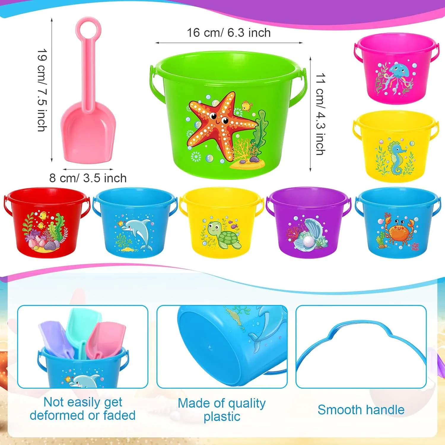 Holiday Party- 24 Bucket 24 Shovels (Lovely) Junkin 24 Sets Beach Sand Buckets and Shovels for Kids Bulk 6.3" Small brant boost provision monitor above appalachian Beach Pails and Sand Toys for Summer 