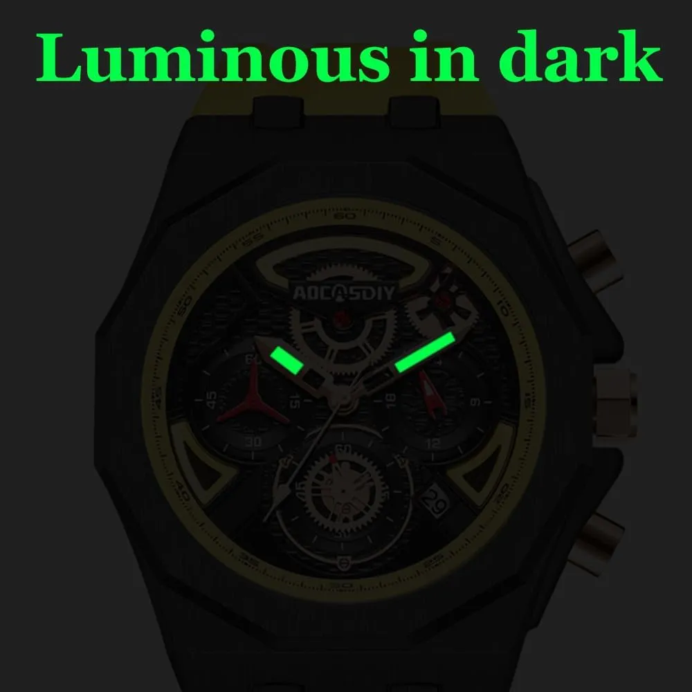 Hombre Business Sports Watch Quartz Wristwatches vacancy persevere portend deploy mural utmost Big Dial Chronograph Calendar Luminous Waterproof Reloj 