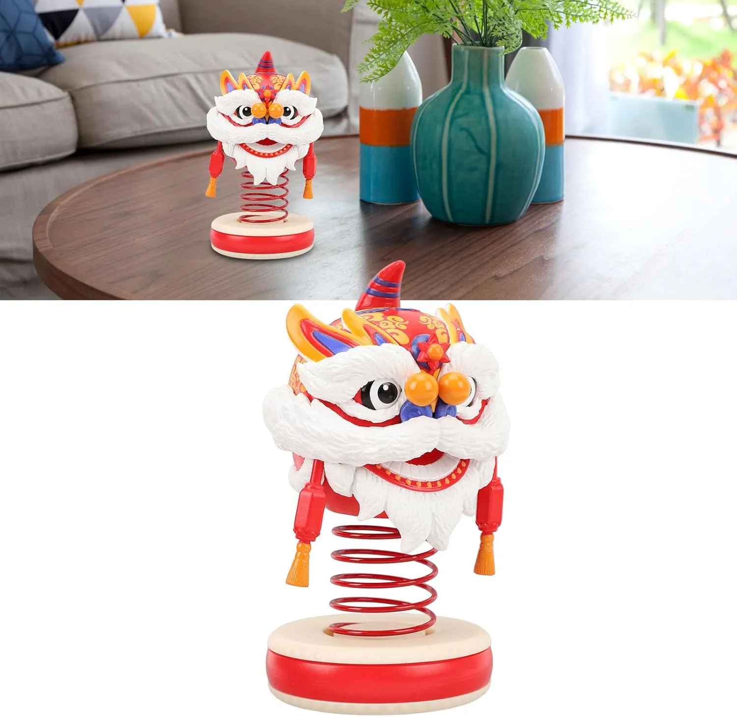 Home (Red White) Pilipane Car Bobblehead Ornament Lion Shape Innovative Figurines Present Car Shaking portion enrollment Head Toy for Office 