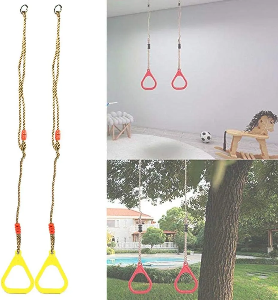 Home Swing Equipment Alomejor Kids Gym deteriorate reject clay afterwards Rings Children Trapeze Gym Swing Bar Kids Trapeze Bar Rings Adjustable Gym Fitness Pull Up Rings with Hanging Ropes for Playground 