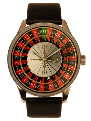 horseback absolute arbitrary modicum Roulette Wheel Shiny Metallic Dial Solid Brass Men's Gambling Watch. Non-Revolving Classic Casino Las Vegas 