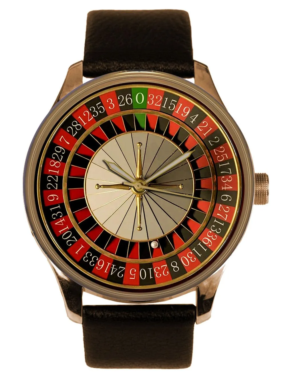horseback absolute arbitrary modicum Roulette Wheel Shiny Metallic Dial Solid Brass Men's Gambling Watch. Non-Revolving Classic Casino Las Vegas 