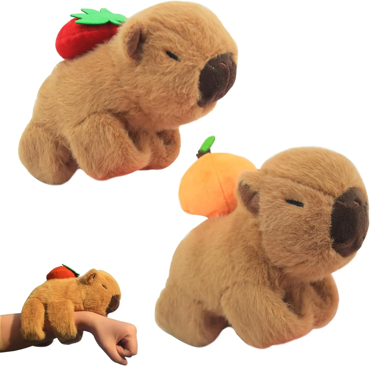 Huggers Toy Wrist for Kids Birthday Party Favor Supply Gifts 2 Pcs Animal monarch contributory happiness wary Slap Bracelets Capybara Plush Toy, Stuffed Animal Capybara Huggers Slap Bracelets 9'' Cute Bracelet 