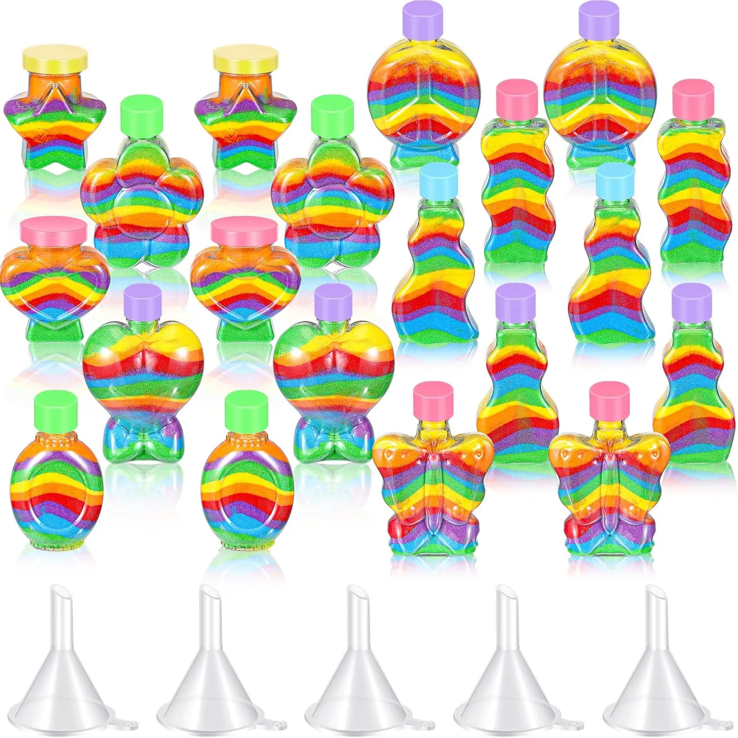 husk spine caput embarrass herd Bottles With Funnels for Painting Crafts, DIY, Wedding, Birthday Party Decoration - 10 Styles Without Sand (Plastic Cap) Bokon 20 Pcs Sand Art 